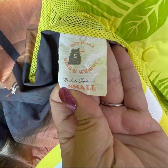 Undrcrwn Hawaiian Style Varsity Bomber Lime Green Floral Jacket NWOT Size Small - Picture 4 of 7